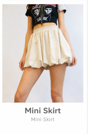 Bubble Drawstring Mini Skirt（2523）