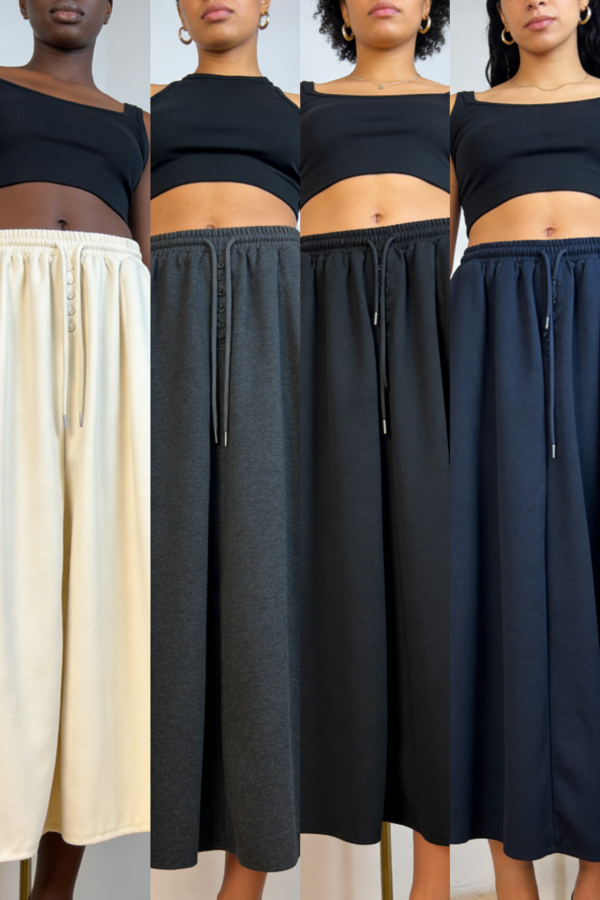 Minimal Drawstring Midi Skirt（803）