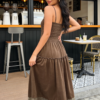 French-Inspired Cream Ruffle Midi Skirt（2511）