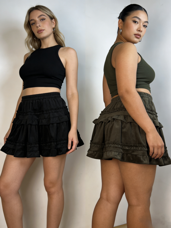 Vintage Tiered Ruffle Mini Skirt（605）