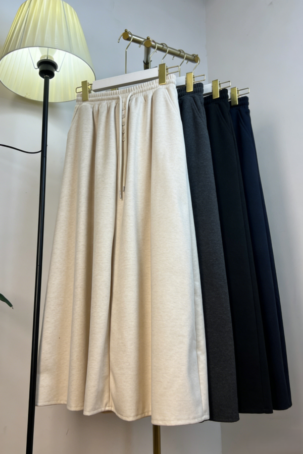 Minimal Drawstring Midi Skirt（803）