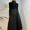 Minimal High-Waist A-Line Midi Skirt（815）