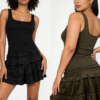 Vintage Tiered Ruffle Mini Skirt（605）