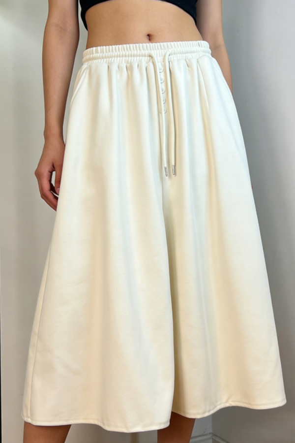 Minimal Drawstring Midi Skirt（803）