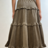 Soft Ruffle Tiered Midi Skirt（505）