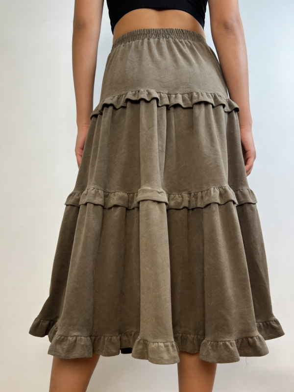 Soft Ruffle Tiered Midi Skirt（505）