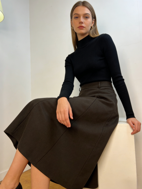 Soft-Drape High-Waist Midi Skirt（811）
