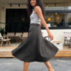 Soft-Drape High-Waist Midi Skirt（811）