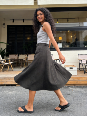 Soft-Drape High-Waist Midi Skirt（811）