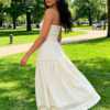 French-Inspired Cream Ruffle Midi Skirt（2511）